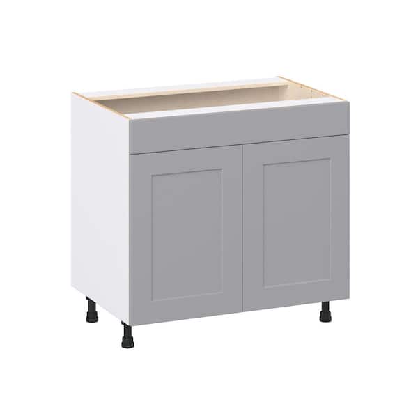 Roseland 36 in. W x 24 in. D x 34.5 in. H Assembled Shaker Sink Base Kitchen Cabinet in Slate Gray with Falsefront