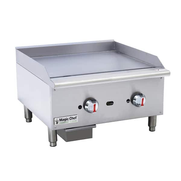 Magic Chef 24 in. Commercial Thermostatic Countertop Gas Griddle in Stainless Steel