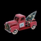 9.5 in. H Battery-Operated Metal Truck with Lighted Christmas Tree