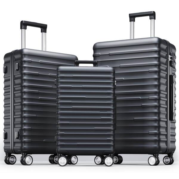 Xzkai 3-Piece Charcoal Gray Silent Spinner Wheels Luggage Set