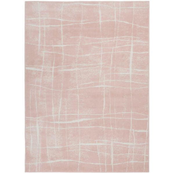 Nourison Whimsicle Pink Ivory 5 ft. x 7 ft. Abstract Contemporary Area Rug