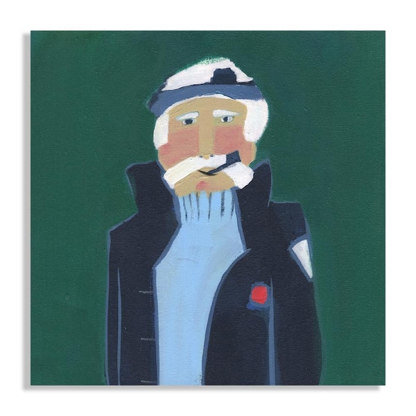 Melissa Van Hise Sailor with Blue Pea Coat by Kate Mancini Unframed Canvas Art Print 22 in. x 22 in.
