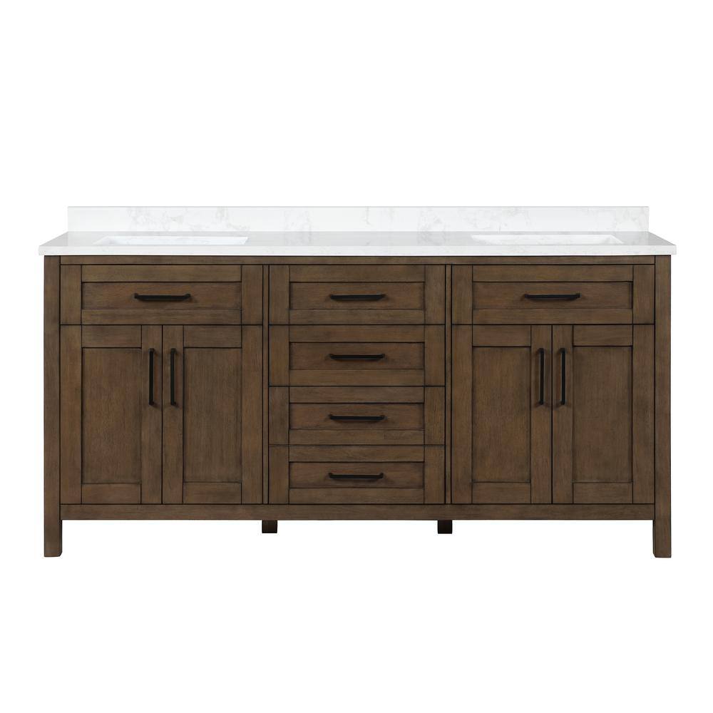 Almond Latte 72" Double Sink Freestanding Bathroom Vanity
