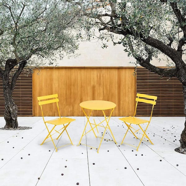 Wateday Outdoor 3-Piece Wood Round 28 in. Outdoor Bistro Set