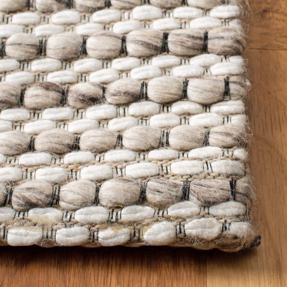 Ivory Stripe Handwoven Wool 6' x 9' Area Rug