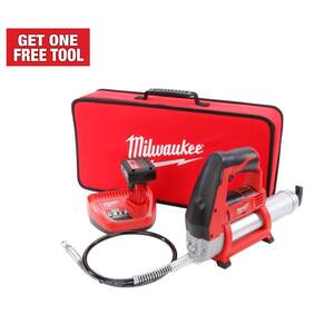 M12 12V Lithium-Ion Cordless Grease Gun Kit with One 3.0 Ah Battery, Charger and Tool Bag
