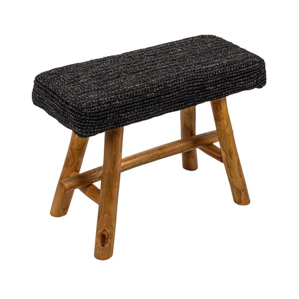 Sophie 18.1 in. H Black Backless Wood Upholstered Stool