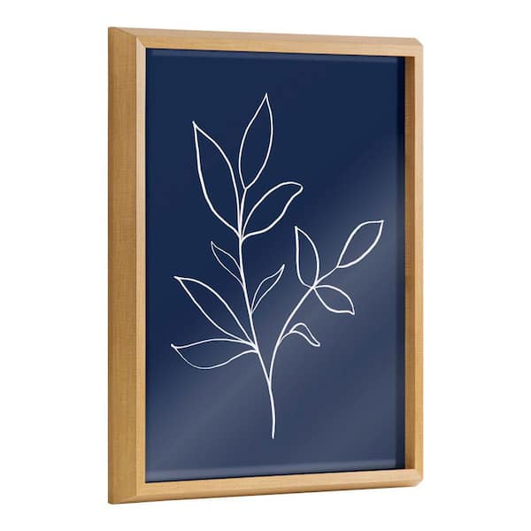 Kate and Laurel Blake Modern Blue Botanical Line Sketch Print 2 by the Creative Bunch Studio Framed Glass Art Print 20 in. x 16 in.