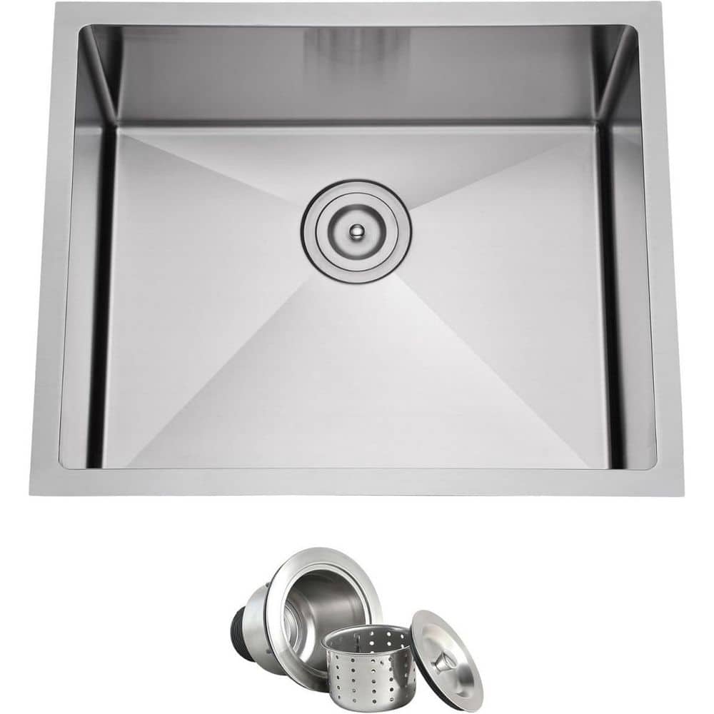 Whatseaso 23 in. Undermount Single Bowl 16-Gauge Stainless Steel