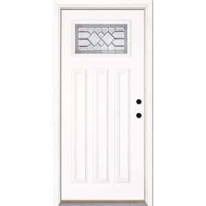 33.5 in. x 81.625 in. Mission Pointe Zinc Craftsman Unfinished Smooth Left-Hand Inswing Fiberglass Prehung Front Door