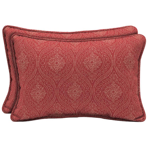 Hampton Bay Chili Stitch Ogee Lumbar Outdoor Pillow (2-Pack)