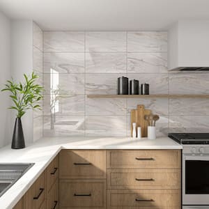 Fenbrook Regal White 12 in. x 24 in. Polished Porcelain Marble Look Floor and Wall Tile (434 sq.ft./pallet)