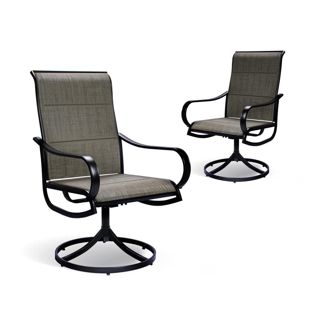 Bigroof Swivel Metal Frame Patio Dining Chairs Padded Teslin Cloth ...