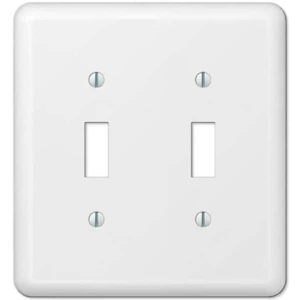 Hampton Bay Declan 2-Gang White Toggle Steel Wall Plate