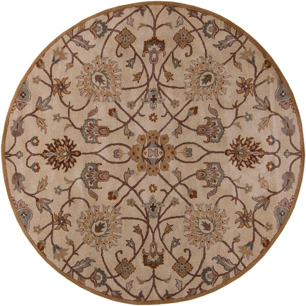 Livabliss Albi Taupe 4 ft. x 4 ft. Round Indoor Area Rug