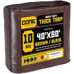 40 ft. x 50 ft. Brown/Black 10 Mil Heavy Duty Polyethylene Tarp, Waterproof, UV Resistant, Rip and Tear Proof