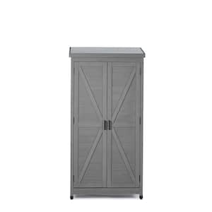 20 ft. W x 33 in. D Wood Tall Shed Outdoor Storage Cabinet and Metal Top Garden Storage Shed Outdoor, 4.77 sq. ft.