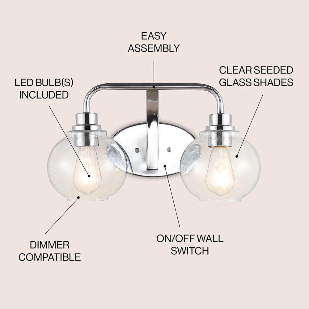 Sandrine Chrome Seeded Glass 17.5" Rustic LED Vanity Light