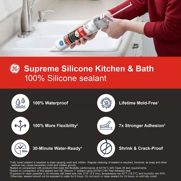 Supreme Silicone 10.1 oz. White Kitchen and Bath Caulk (12-Pack)