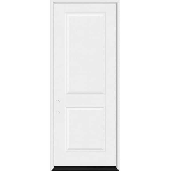 Regency 36 in. x 96 in. 2P Squaretop RHIS Unfinished White Fiberglass Prehung Front Door with 4-9/16 Jamb
