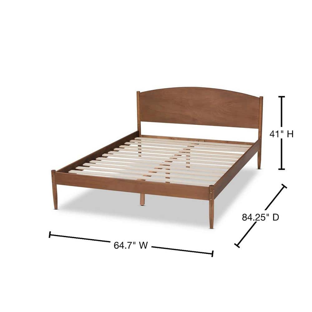 Leanora Queen Mid-Century Modern Ash Walnut Wood Platform Bed