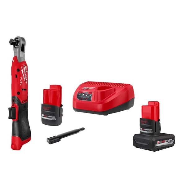 M12 FUEL 12V Lithium-Ion Compcat 1/2 in. Cordless Ratchet Kit with Battery, Charger, Bag, & 5. 0Ah Battery