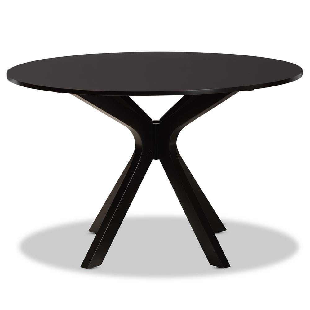 Kenji Espresso Brown Round Wood Dining Table for Six