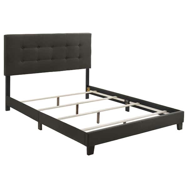 Coaster Mapes Gray Wood Frame Queen Panel Bed with Button Tufted Headboard