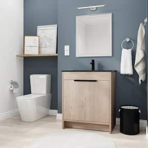 30 in. W Modern Simplicity Freestanding Bathroom Vanity with Black Sink and 1 Shelf in Yellow