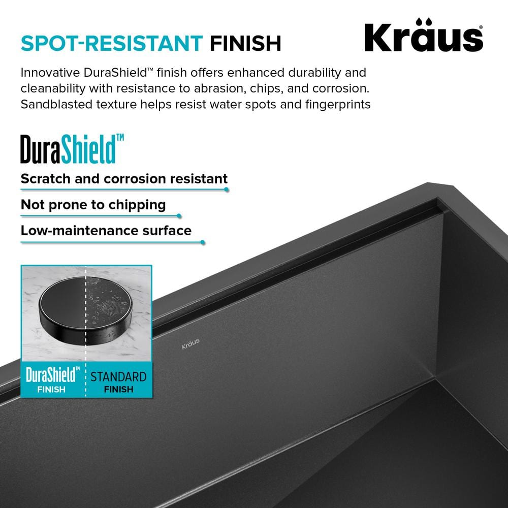 27-inch Black Stainless Steel Farmhouse Sink with Drainboard