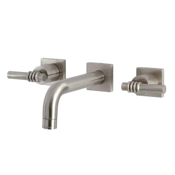 Kingston Brass Milano Double Handle Wall Mounted Faucet Bathroom in Brushed Nickel