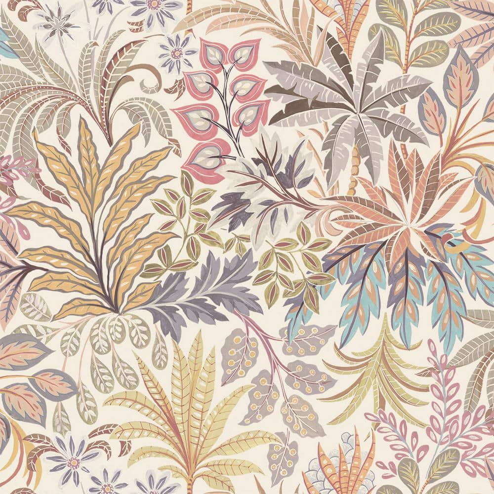 Floral Botanical Multicolor Vinyl Peel and Stick Wallpaper