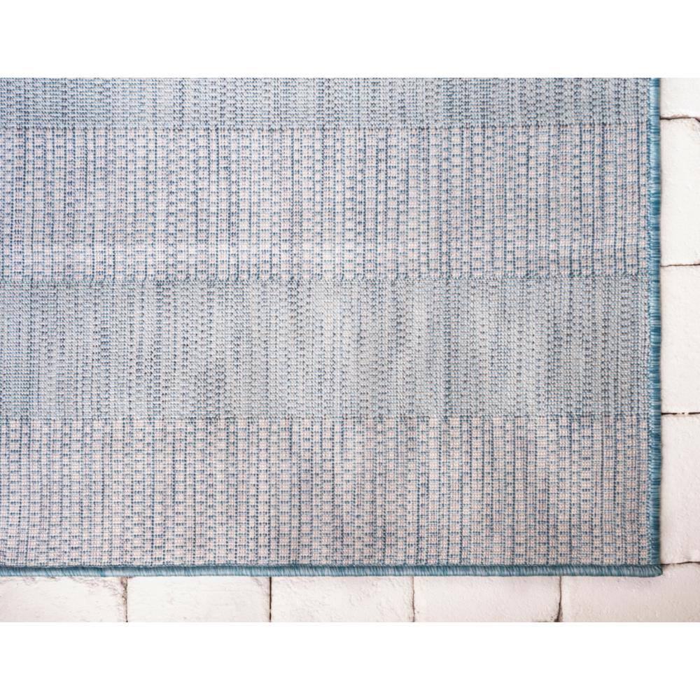 Aqua Blue and Ivory Stripe 6' x 9' Easy-Care Outdoor Rug