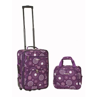 Fashion Expandable 2-Piece Carry On Softside Luggage Set, Purple Pearl