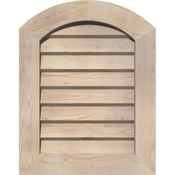 Ekena Millwork 16" x 16" Arch Top Gable Vent: Unfinished, Non-Functional, Smooth Pine Gable Vent w/ Decorative Face Frame