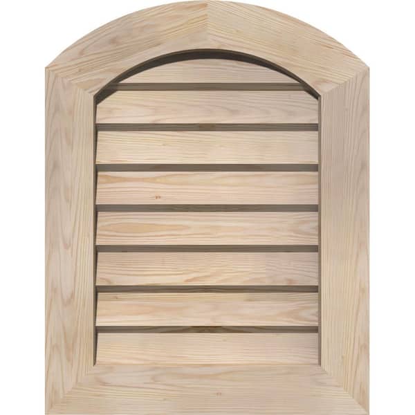 ProPlus 29 in. x 37 in. Round Top Unfinished Smooth Pine Wood Paintable Gable Louver Vent