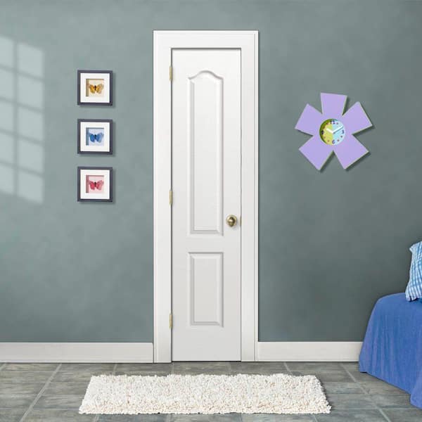 18 in. x 80 in. Camden White Painted Right-Hand Textured Hollow Core Molded Composite Single Prehung Interior Door