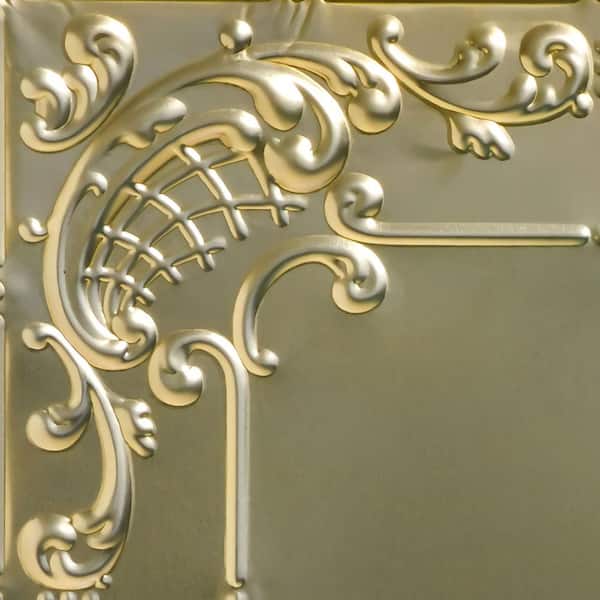 FROM PLAIN TO BEAUTIFUL IN HOURS Take Home Sample - Baby's Breath Gold Nugget 1 ft. x 1 ft. Decorative Tin Style Lay-in Ceiling Tile (1 sq. ft./Case)