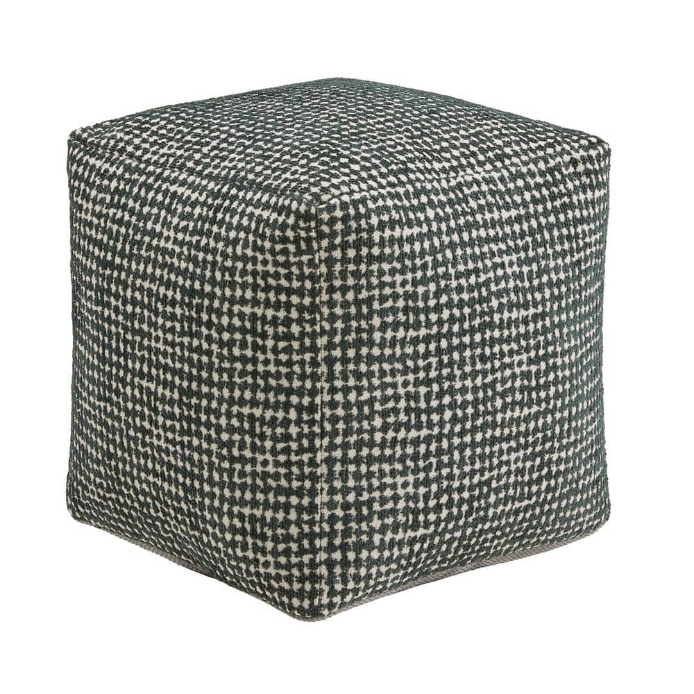 Dark Gray Wool Cylindrical Pouf With Diamond Pattern Dark Gray Wool Cylindrical Pouf With Diamond Pattern