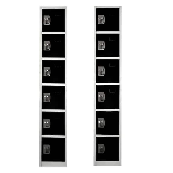 AdirOffice 629-Series 72 in. H 6-Tier Steel Key Lock 6-Shelf Storage Locker Free Standing Cabinets in Black, 2 Pack