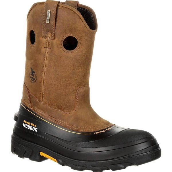 Men's Muddog Waterproof Work Wellington - Composite Toe - Brown Size 10(W)