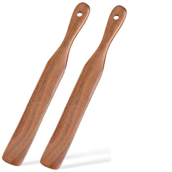 Wooden Spurtle, Dough Whisk and Jar Spatula Set for Sourdough Starter, Reaching Bottom, Baking and Cooking (2-Pack)
