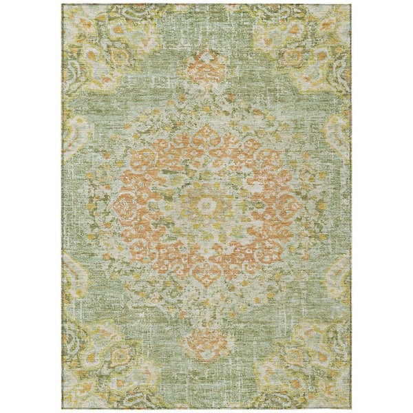Chantille Machine Washable Indoor/Outdoor Abstract ACN1236 Aloe 8 ft. x 10 ft. Area Rug