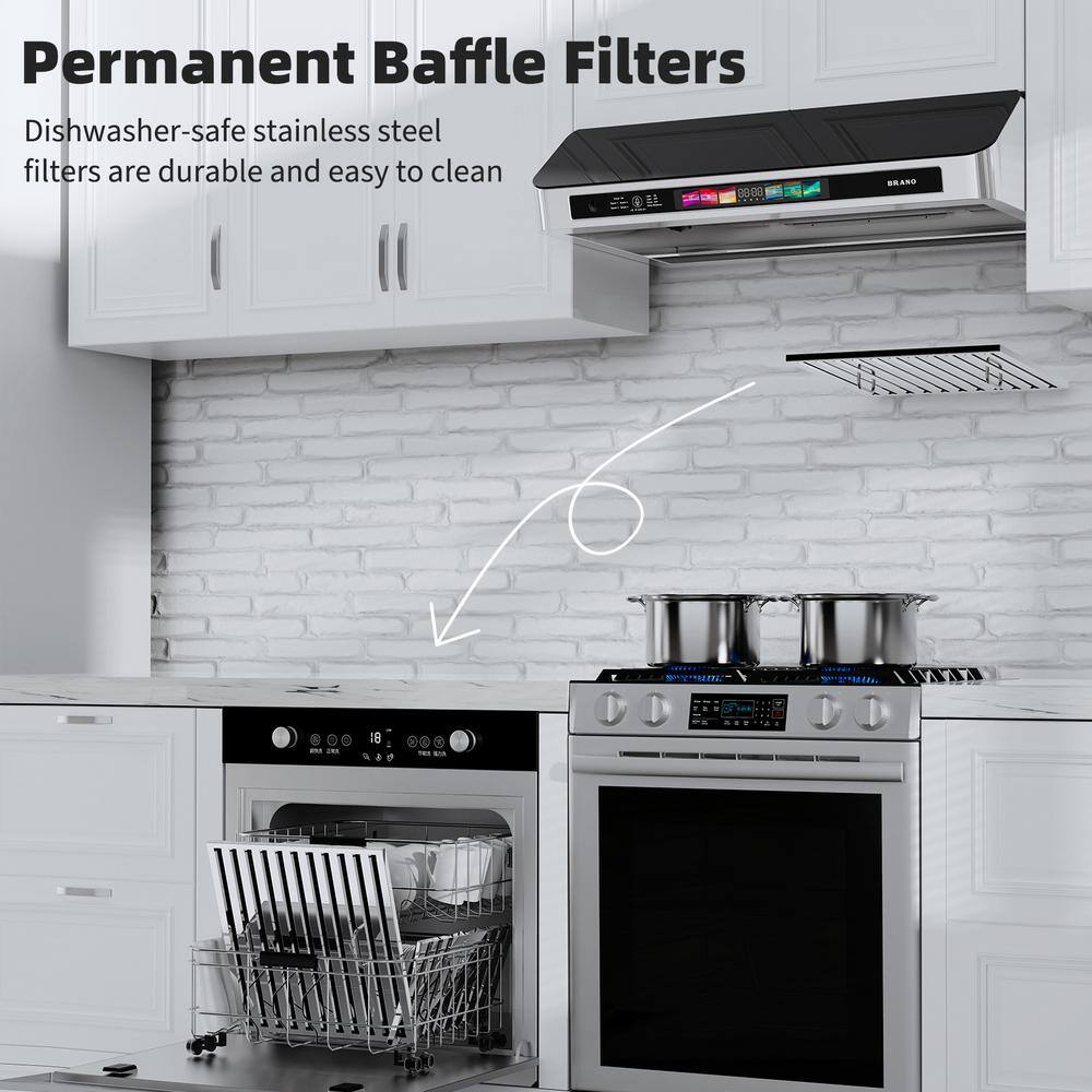 Stainless Steel 30-Inch Under Cabinet Range Hood with Voice Control