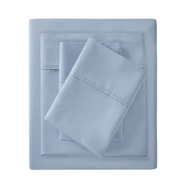 Madison Park 1500-Thread Count Blue Queen Cotton Blend 4-Piece Sheet Set