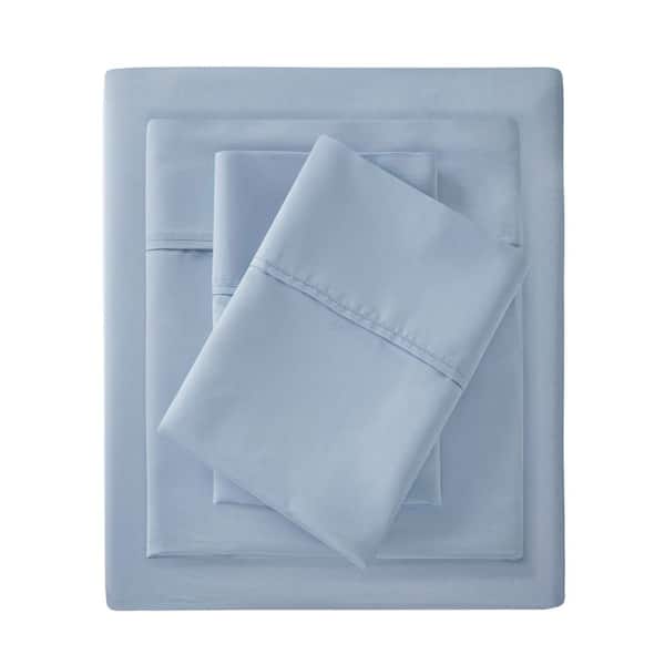 Madison Park 1500-Thread Count 4-Piece Blue Cotton Blend California Wrinkle Free Sheet Set