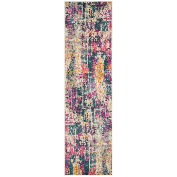 Madison Ivory/Blue 2 ft. x 6 ft. Solid Runner Rug