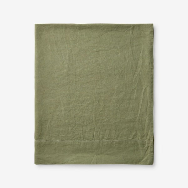 The Company Store Legends Hotel Moss Green Relaxed Linen King/Cal King Flat Sheet
