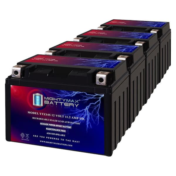 YTZ14S 12V 11.2Ah Replacement Battery Compatible with Honda 750 Shadow/Phantom/Aero 10-24 - 4 Pack