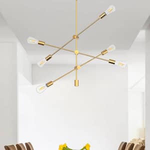 6-Light Gold Sputnik Chandelier, Modern Pendant Lighting Ceiling Light Fixture